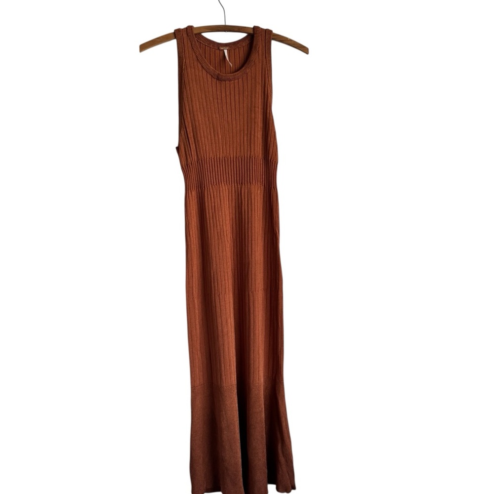 Free People Bodycon Knit Midi Dress in Rust Size Small Festival Summer Bohemian - Picture 2 of 14